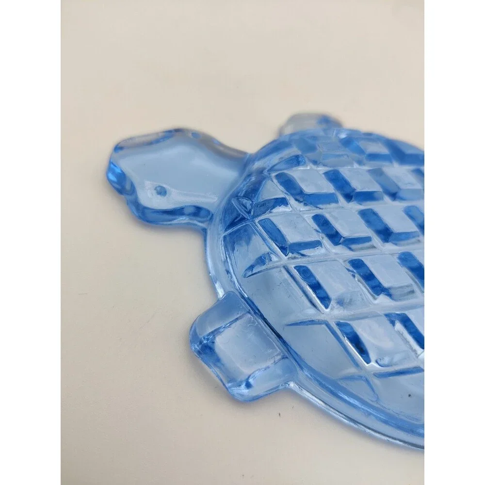 Vintage Blue Depression Glass Diamond-Cut Leaf Dish, 1930s Vintage Trinket Tray